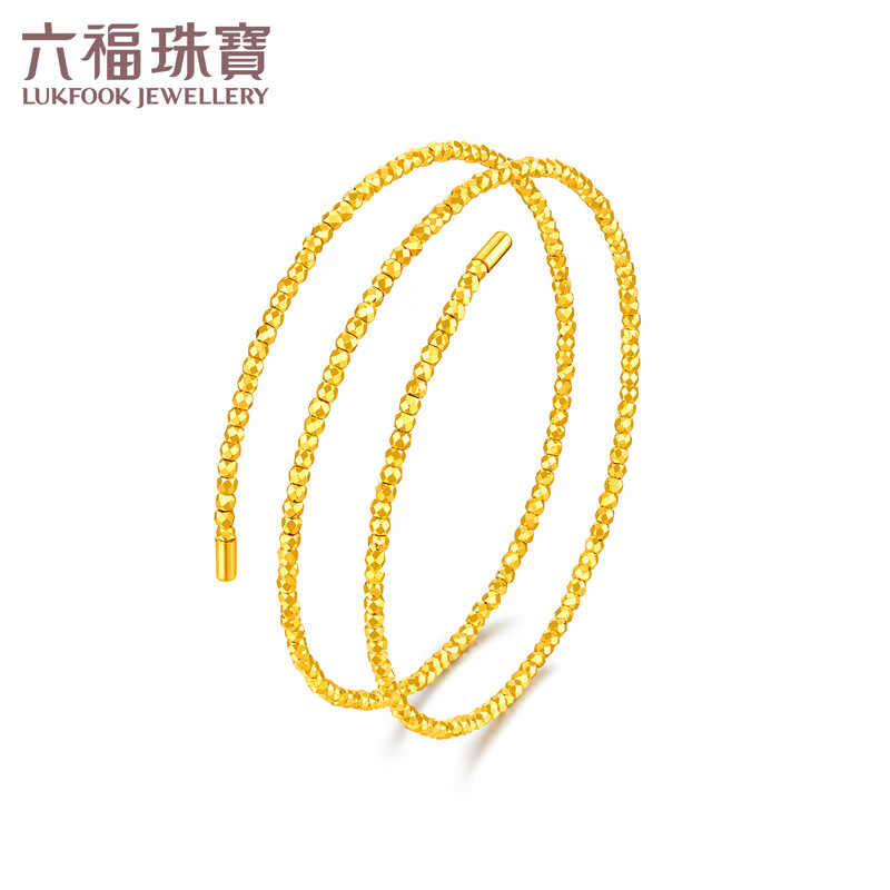 LUKFOOK JEWELLERY 六福珠寶 光影金足金蹦迪珠黃金手鐲金珠彈力手鐲 計價 013507AA 約6.63克 券后5602元