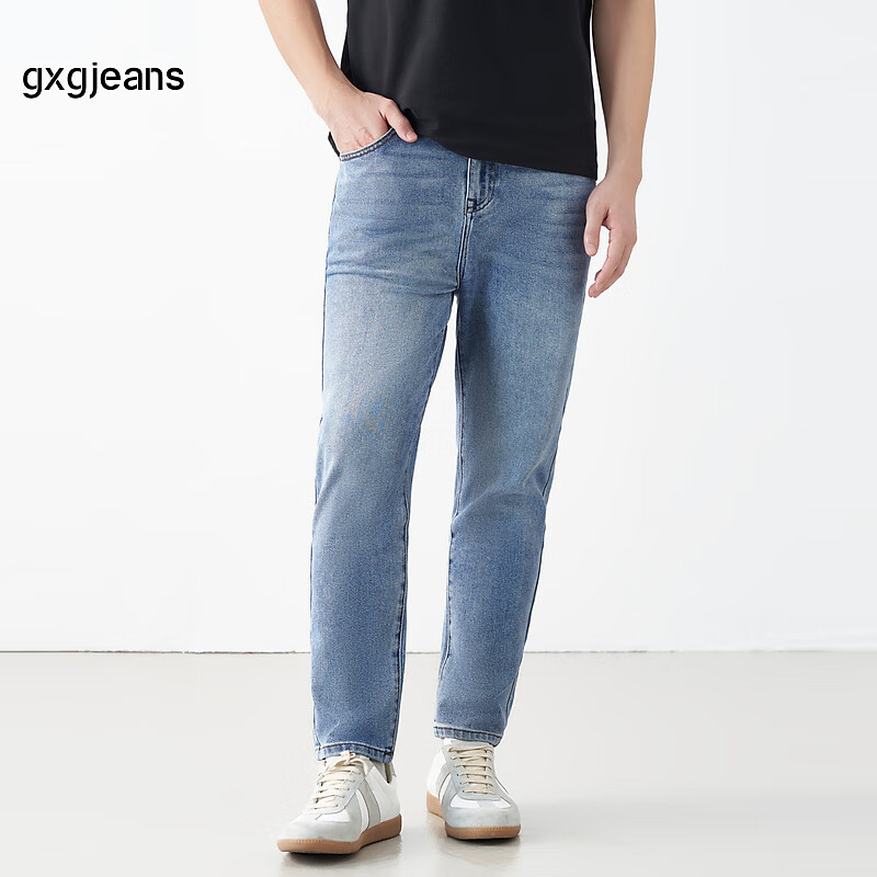 gxgjeans 藍(lán)色直筒牛仔褲 藍(lán)色 J24D10500353 ￥119