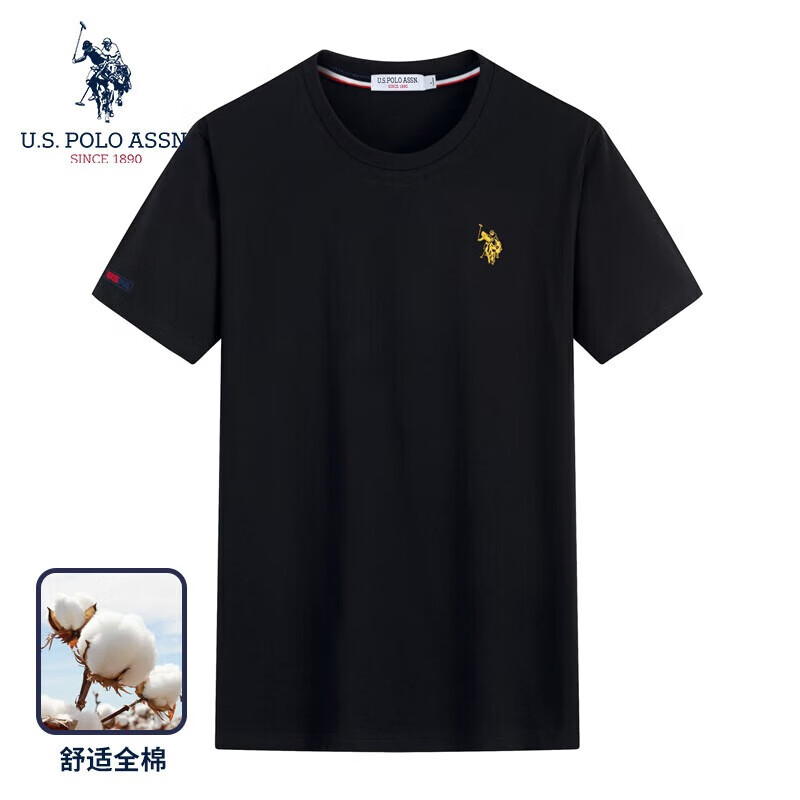 U.S. POLO ASSN. 美國馬球協(xié)會 保羅新款休閑運動純棉T恤 黑色 37.5元（需買2件，需用券）