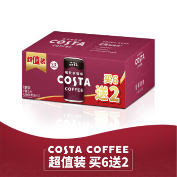 可口可樂 Coca-Cola COSTA 焙享黑咖濃咖啡飲料 180ml*8