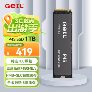 金邦 GeIL 1TB SSD固態(tài)硬盤 M.2接口(PCIe 4.0 x4)NVMe