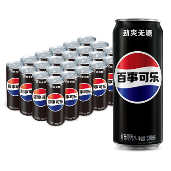 pepsi 百事 可樂(lè) 無(wú)糖黑罐 Pepsi 細(xì)長(zhǎng)罐 330ml*24聽(tīng)（新老包裝隨機(jī)發(fā)貨 ）