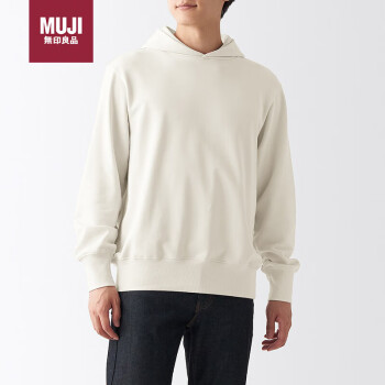 MUJI 無(wú)印良品 無(wú)印良品（MUJI）男式 緊密織毛圈 套頭衛(wèi)衣 連帽衛(wèi)衣 ABI09A2A 淺灰色 S