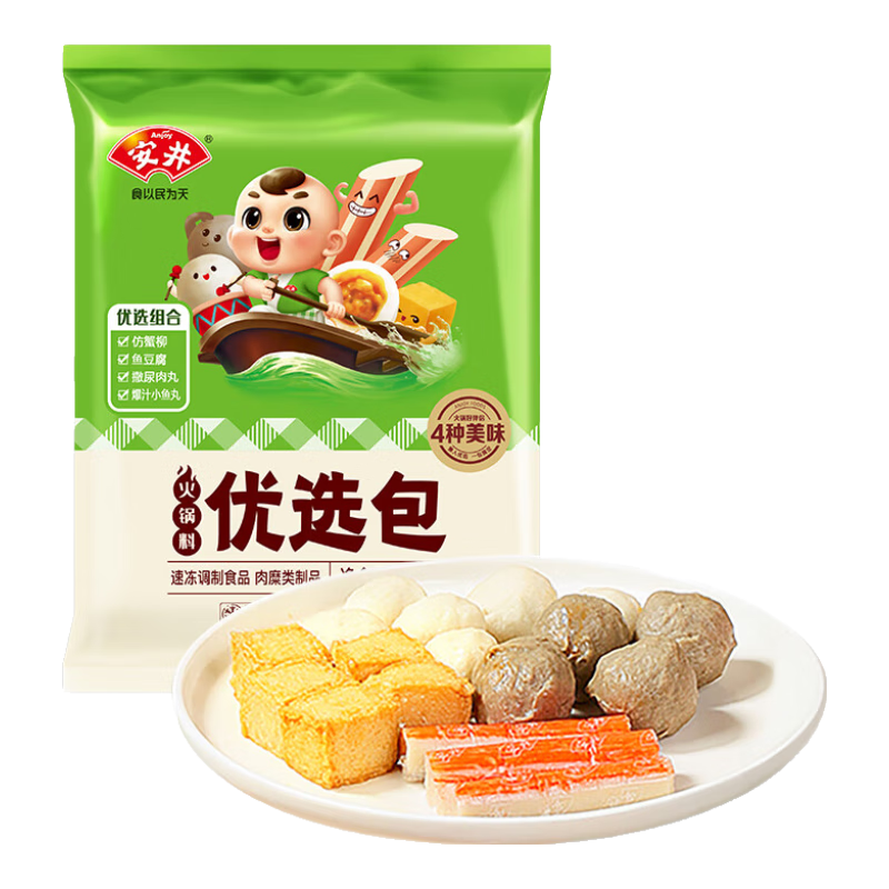 plus、需首购：安井 烧烤火锅食材丸子组合 优选包400g 11.78元