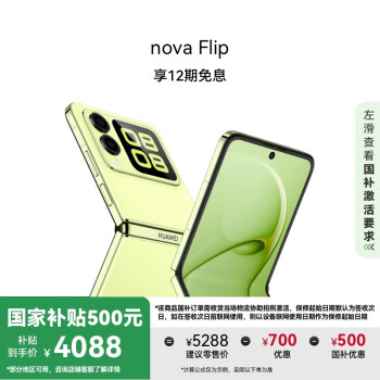 华为 HUAWEI nova Flip 折叠屏手机 256GB 向新绿