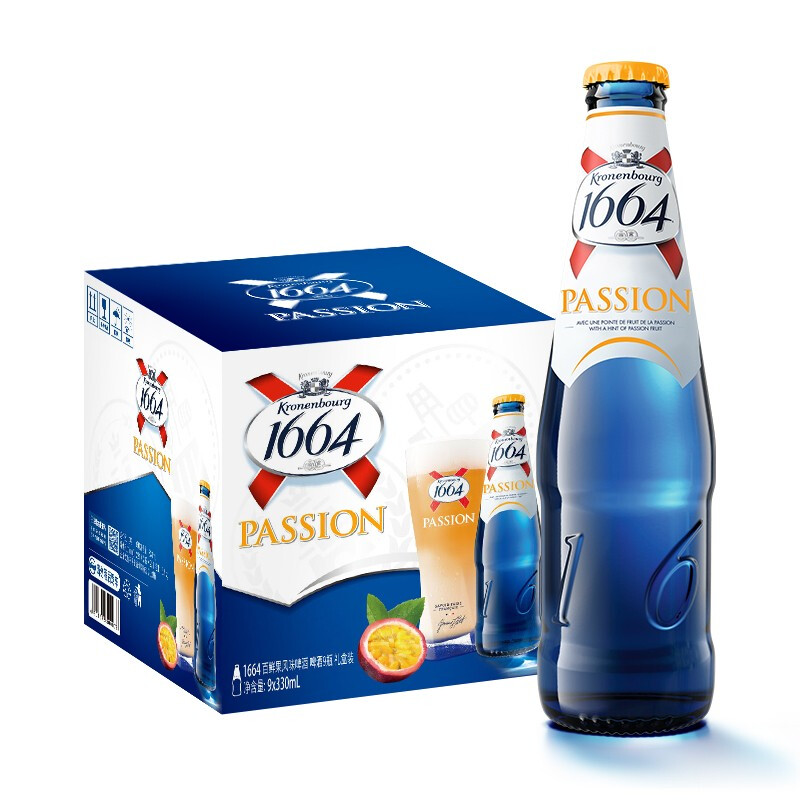 Kronenbourg 1664凯旋 1664 凯旋 百香果味啤酒 330ml*9瓶 券后94元