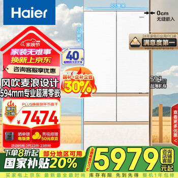 海尔 Haier 麦浪系列 BCD-512WGHMD1BWLU1 风冷多门冰箱 512L 白色