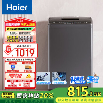 移動端、京東百億補貼：海爾 Haier EB90B30Mate1 變頻波輪洗衣機 9kg 灰色