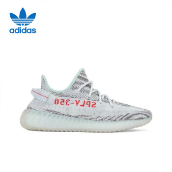 移動端、京東百億補貼：adidas 阿迪達斯 Yeezy 350 V2 冰藍 可燃冰斑馬椰子鞋B37571 UK3.5碼36