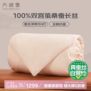 太湖雪 TAIHUXUE 太湖雪 蠶絲被 100%桑蠶絲冬季被 220cm*240cm 凈重4斤