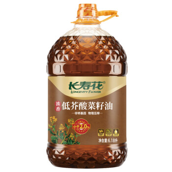 長壽花 低芥酸濃香菜籽油6.18L 非轉基因 物理壓榨