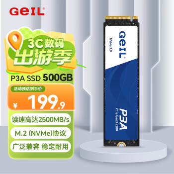 金邦 GeIL P3L NVMe M.2 固态硬盘（PCI-E3.0）