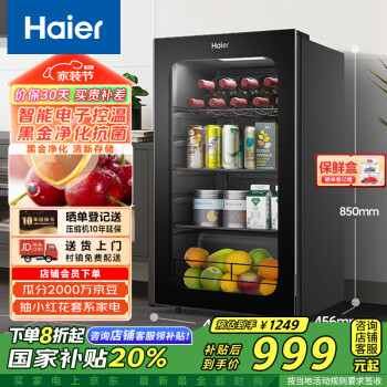 海尔 Haier 92升家用客厅办公室冷藏柜暖藏冰吧