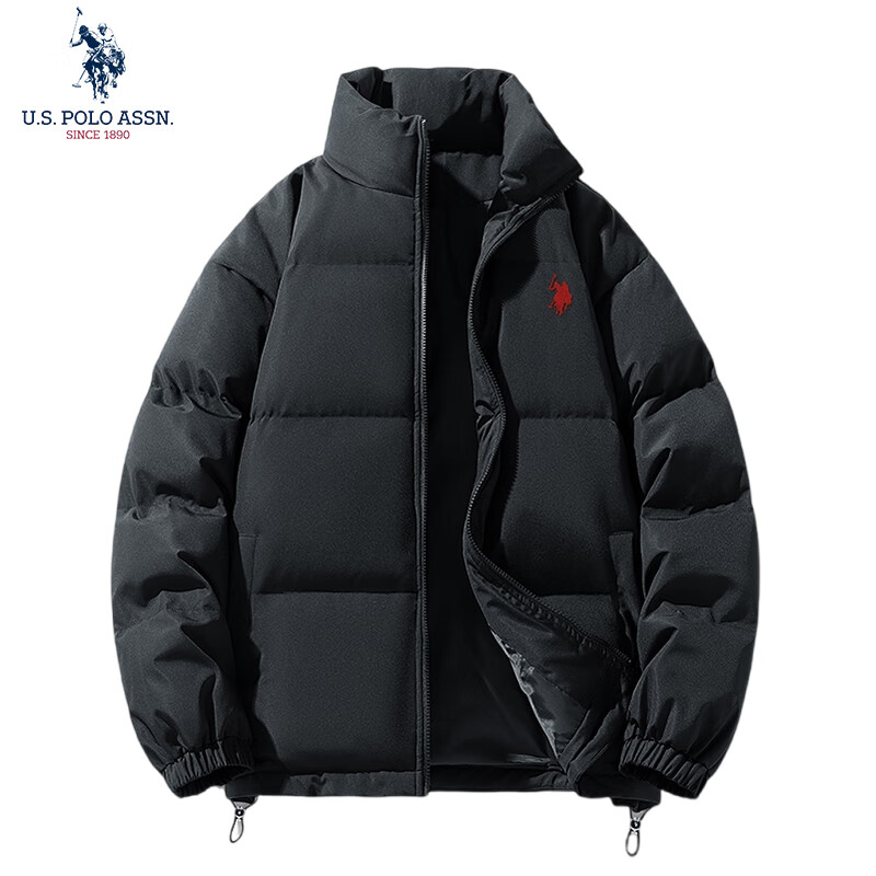 U.S. POLO ASSN. 美國馬球協(xié)會 情侶款保羅保暖棉衣 JC-3130 黑色 3XL 185（160-175斤左右） 69元（雙重優(yōu)惠）