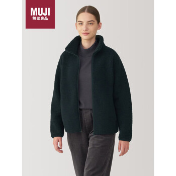 MUJI 無印良品 無印良品（MUJI）女式 長毛抓絨 夾克 女外套 深藏青色 M