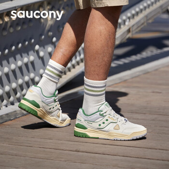 索康尼 saucony CROSS 90prm板鞋夏季真皮牛皮休閑鞋運(yùn)動鞋子男 米綠18 38