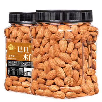 每果时光 巴旦木仁400g原味大杏仁扁桃仁坚果炒货盐焗巴达木巴坦木休闲零食