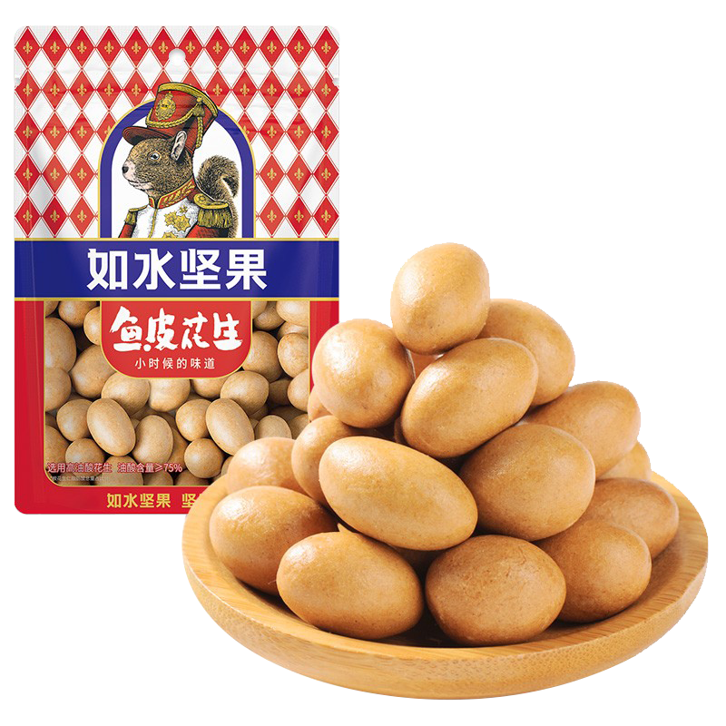 plus会员：如水 鱼皮花生48g/袋 网红休闲轻零食 一口回到小时候 户外便携小包装 6.54元（合2.18元/件）