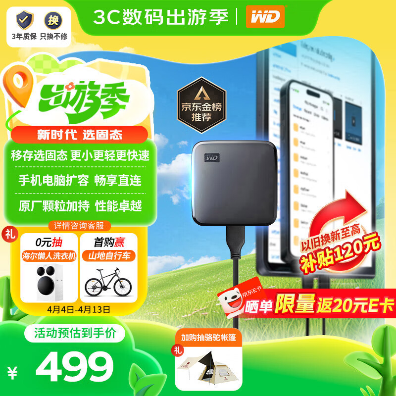 西部数据 Elements SE 新元素 PSSD 移动固态硬盘 1TB