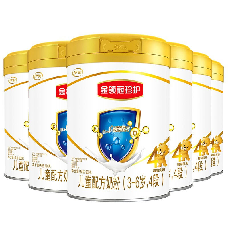 金領(lǐng)冠 珍護(hù)系列 兒童配方奶粉（3-6歲兒童適用） 4段900克*6聽 953.92元