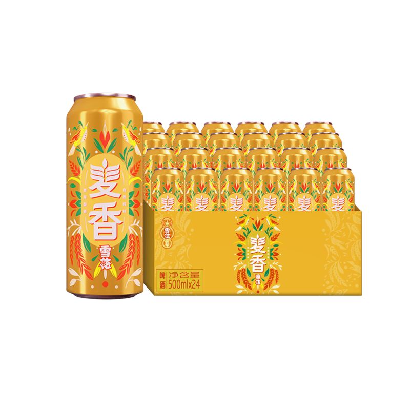 微信小程序：雪花啤酒 麥香8度500ml*24聽 整箱裝 大規(guī)格 55.01元（有券53.01元）