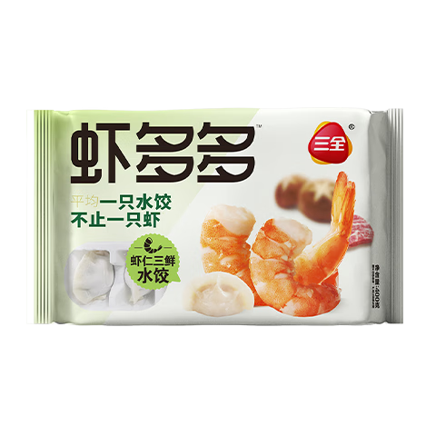 三全 虾皇饺 私厨水饺 精选高端食材 营养 速冻饺子方便速食 虾多多虾仁三鲜水饺400g 13.48元