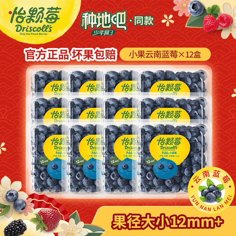 Driscoll\'s 怡顆莓 當季云南藍莓125g*12盒 券后79.9元
