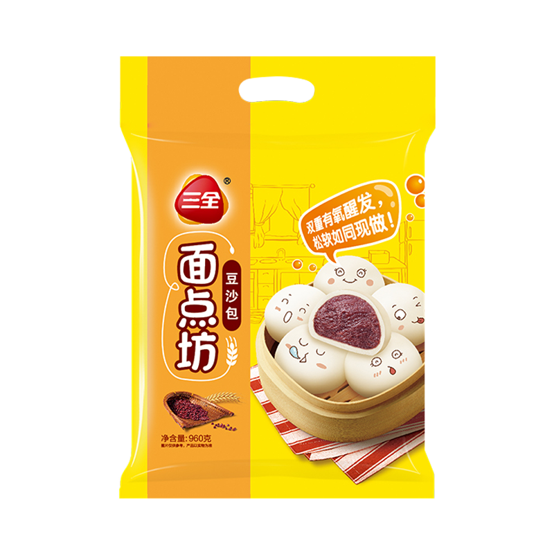 三全 豆沙包960g约32只 任选5件 53元（需领券，合10.6元/件）