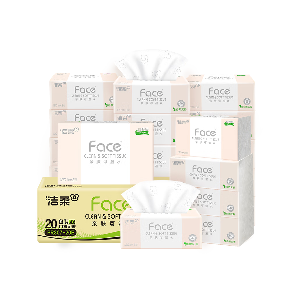 洁柔 Face系列 抽纸 3层120抽20包 32元