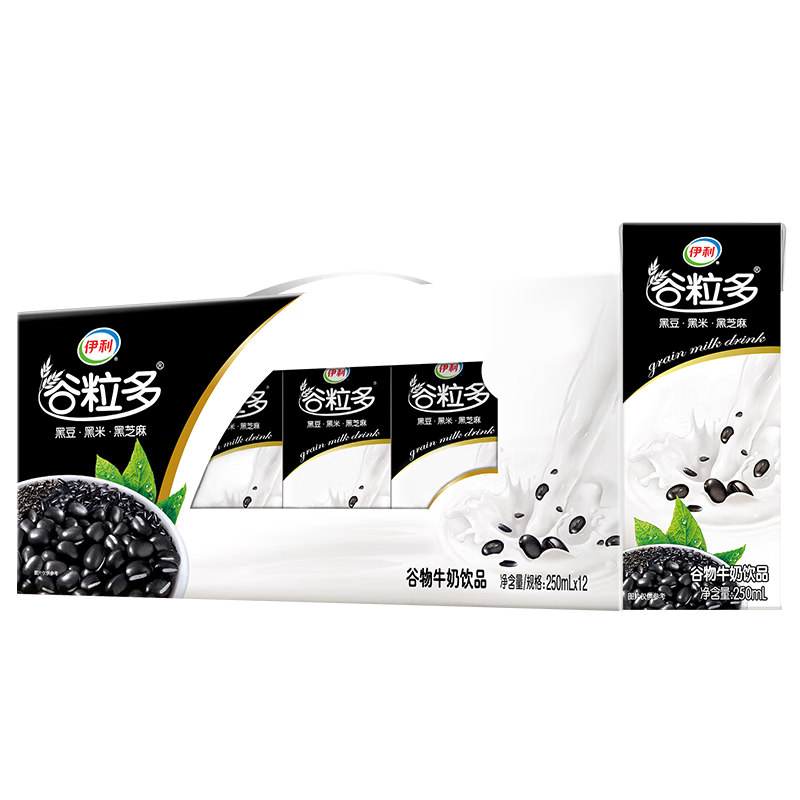 plus：伊利 谷粒多 植物蛋白饮料 2.5g蛋白质 250ml 黑谷 *12盒 20.78元（app购买21.51元）