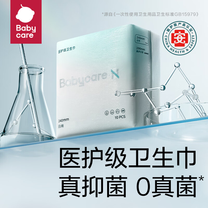 小N 醫(yī)護級日用衛(wèi)生巾女姨媽巾衛(wèi)生巾240mm10片 3.26元