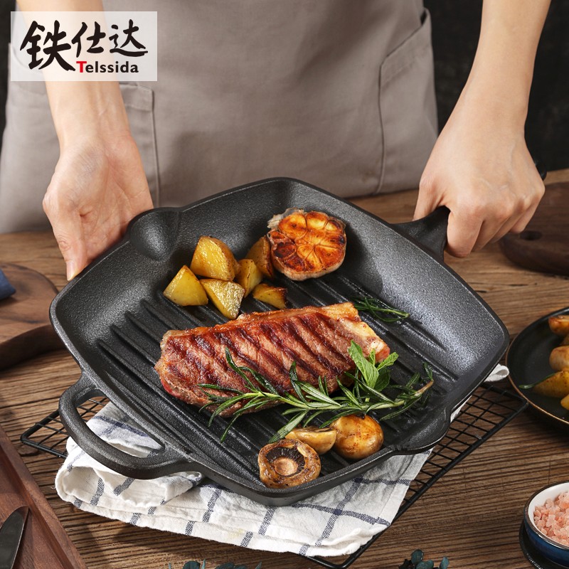 鐵仕達 Telssida 鐵仕達 鑄鐵牛排煎鍋 24cm 69元