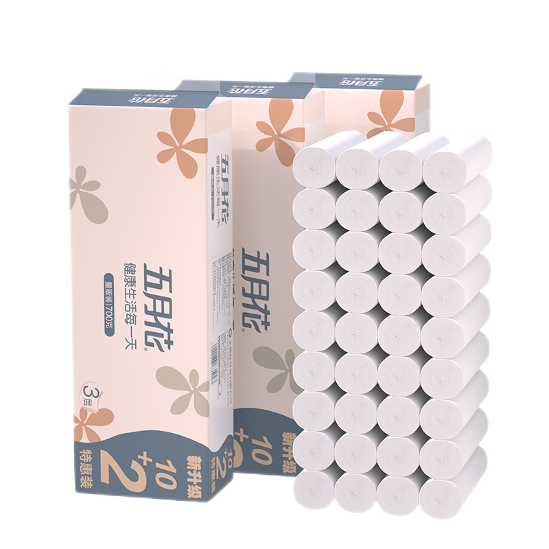 五月花（May Flower）無芯卷紙4層加厚衛(wèi)生紙廁紙卷筒紙廁所紙巾手紙大卷實心包郵 4層 700g*36卷 24.9元（需領(lǐng)券）