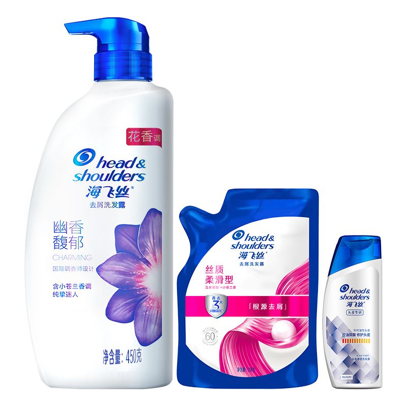 海飛絲 SPA香氛去屑幽香馥郁洗發(fā)水450G+200G+80G(共730G) 33.9元