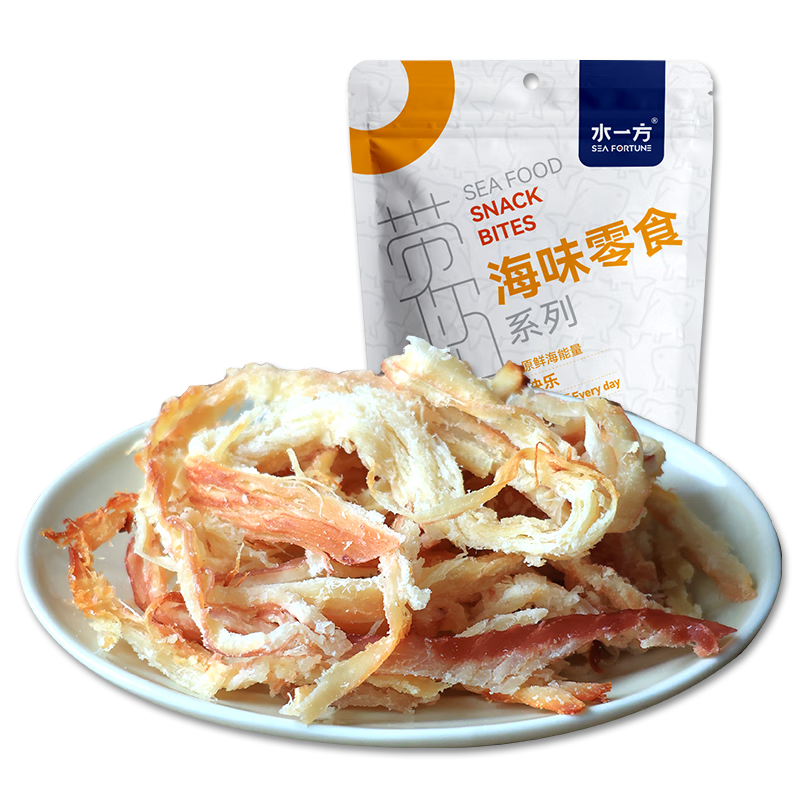 水一方鲜烤鱿鱼丝即食海鲜休闲零食鱿鱼干手撕炭烤鱿鱼条 奶香鱿鱼丝60g 35元（合5.83元/件）