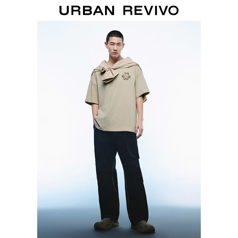 UR UR2025夏季男装时尚休闲立体图案棉质短袖T恤UMM450044 卡其 S 券后119元