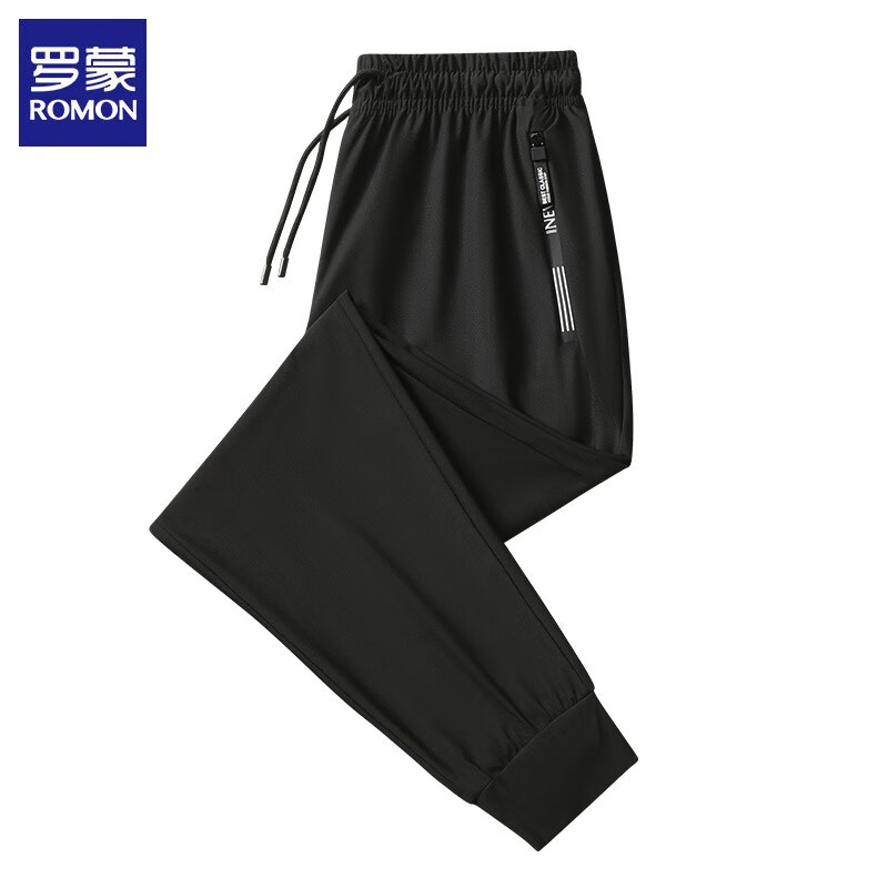 罗蒙 休闲裤男夏季长裤子 黑色束脚 3XL 39.5元（需买2件，需用券）