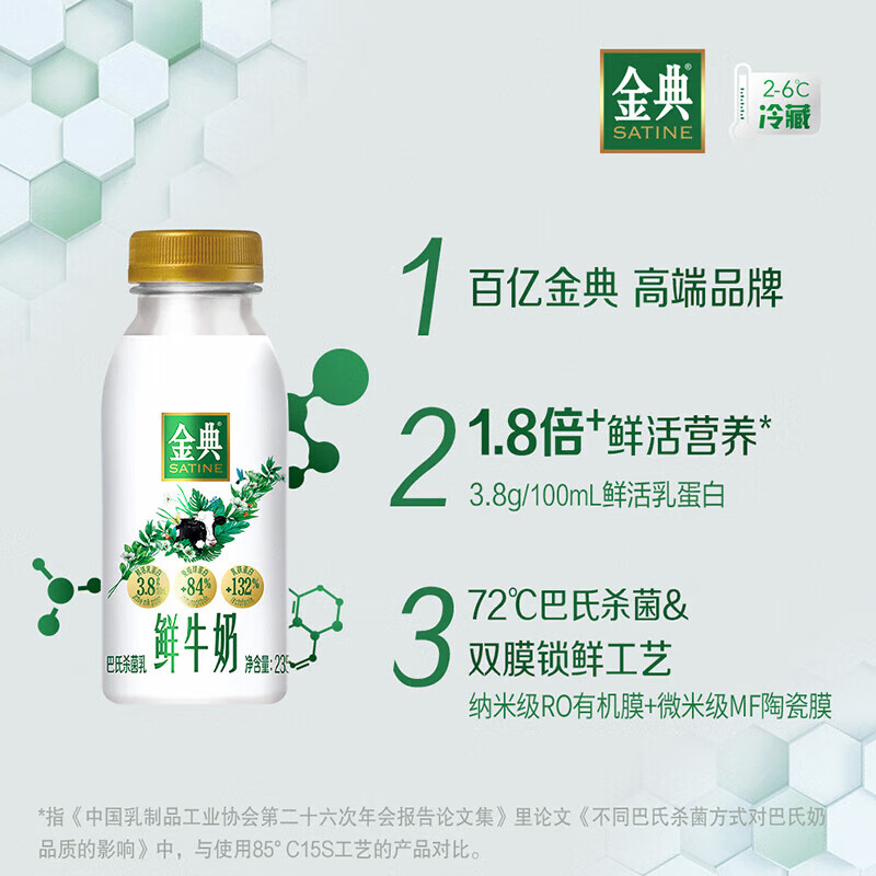 伊利 全脂鮮牛奶 235ml*4 巴氏殺菌 13.3元（需買3件，需用券）