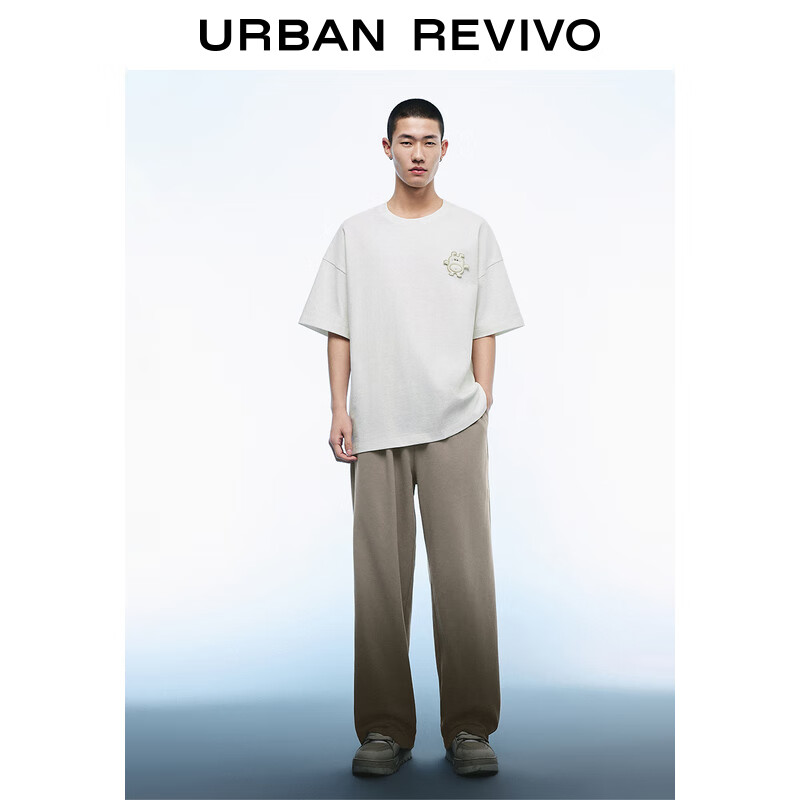 UR UR2025夏季男装时尚休闲立体图案棉质短袖T恤UMM450042 本白 XS 券后62.7元