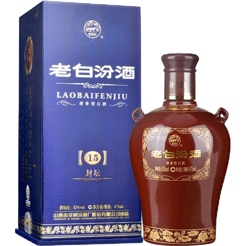 plus會員：汾酒 老白汾酒 封壇15 清香型白酒 53度 475mL 1瓶 單瓶裝 合142.12元/件
