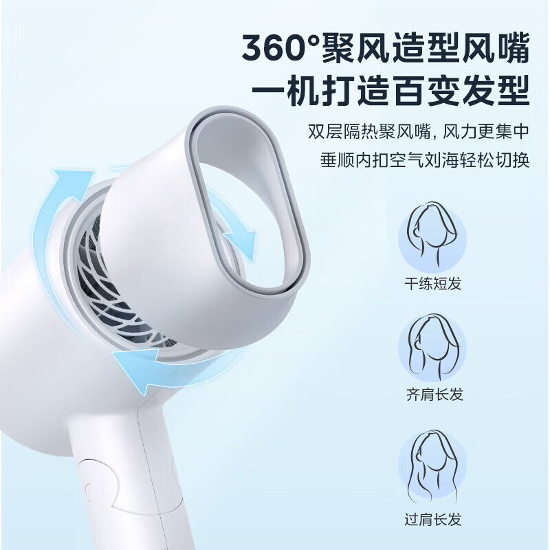 美的 吹风机家用负离子大功率不伤发电吹风筒吹风机负离子吹风机宿舍用千万负离子 5千万负离子-极地白 母亲节实用婆婆长辈女士 券后49元