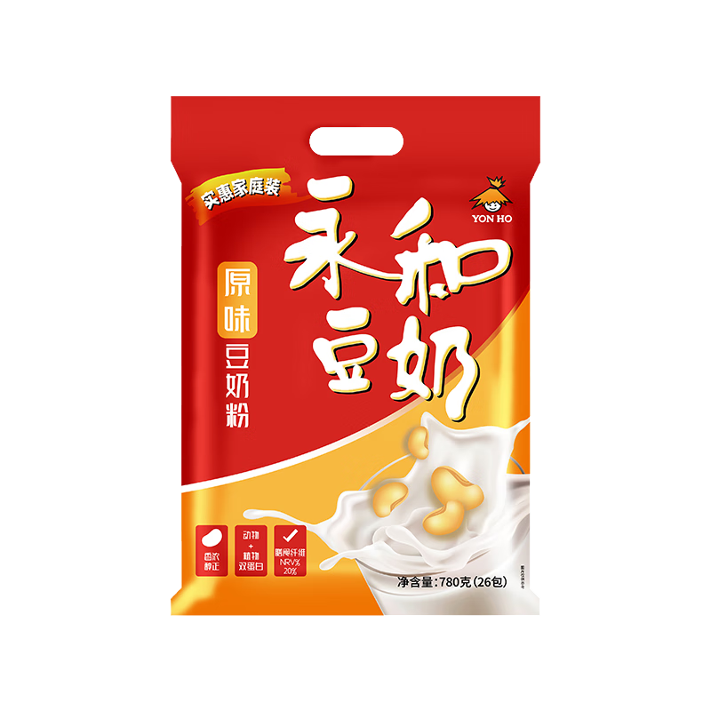 永和豆浆原味豆奶粉780g 30g*26小包 含膳食纤维 双蛋白 营养早餐即食 22.88元