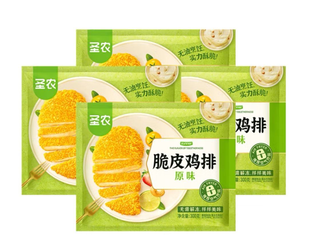 圣农 脆皮鸡排 300g*4包（共12片） 券后34.9元