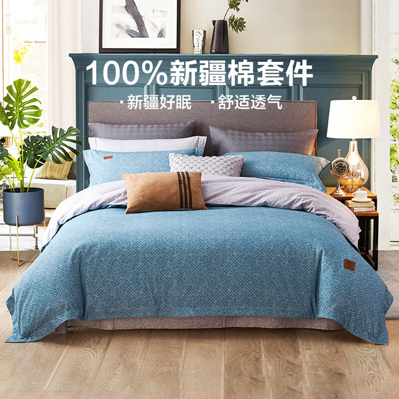 LOVO 全棉四件套 德爾時空 1.5米床 床笠款 （被套200*230cm） 119元 包郵（需領(lǐng)券）
