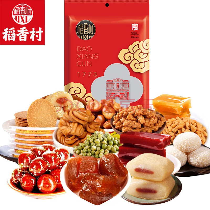稻香村（DXC）零食大禮包北京小吃驢打滾麻團(tuán)麻花年糕散裝送禮品中華老字號零食混合口味1010g袋裝 32.8元