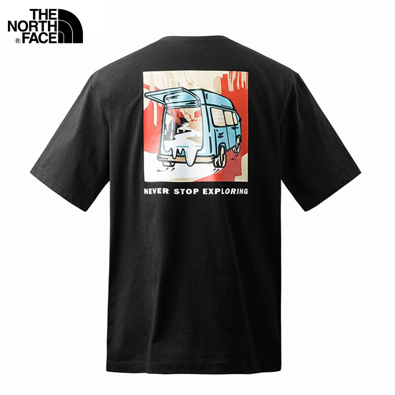 THE NORTH FACE 北面 T恤款春夏透气汽车印花圆领短袖88BS JK3/黑色 XS 125元