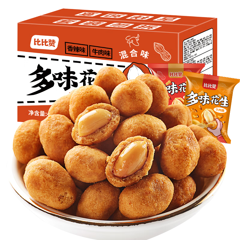 比比贊（BIBIZAN）多味花生400g約19包整箱 怪味豆干果堅(jiān)果炒貨解饞下酒休閑零食品 7.56元（需plus會員和新客）