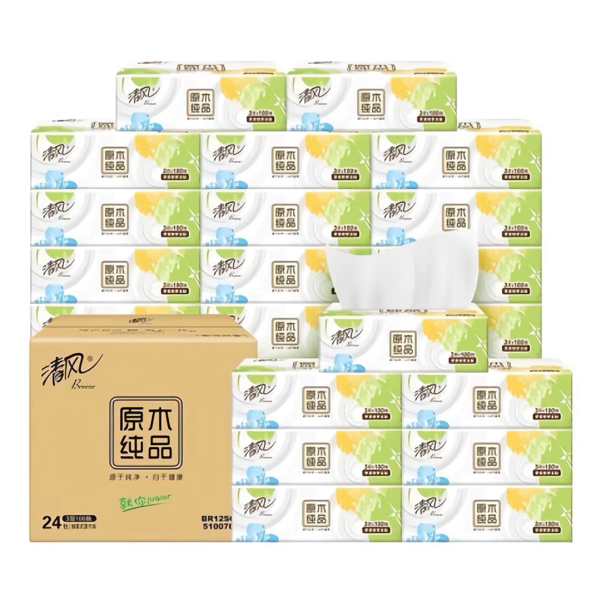 清風(fēng) 超值神車！原木純品 就你系列 3層100抽*24包 22.9元