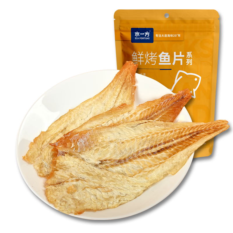 水一方 現(xiàn)烤烤魚(yú)片先生魚(yú)片即食小吃大連特產(chǎn)休閑零食 鱈魚(yú)片200g1袋 49.8元（合24.9元/件）
