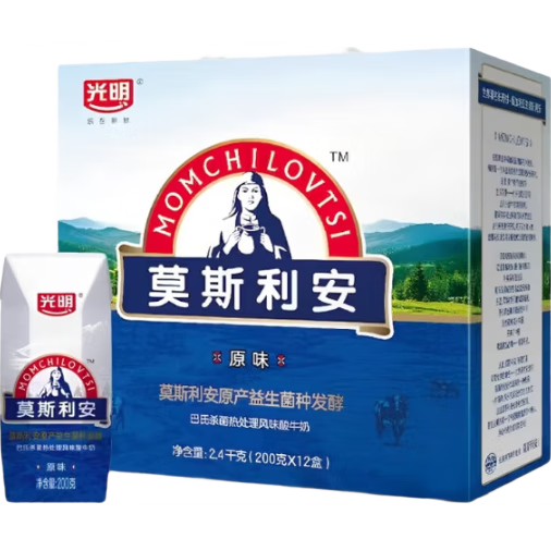 光明莫斯利安原味酸牛奶整箱200g*12【臨期清倉(cāng)】 22.07元包郵